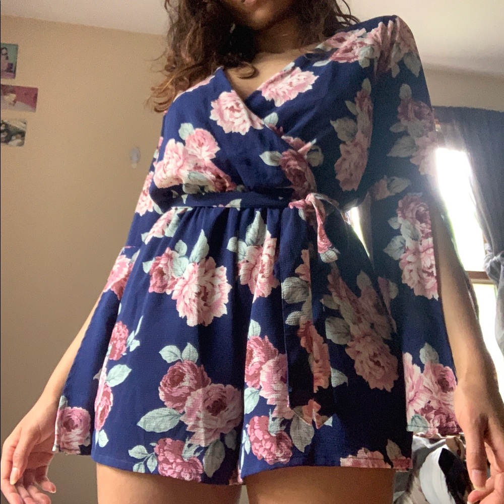 Floral wrap romper